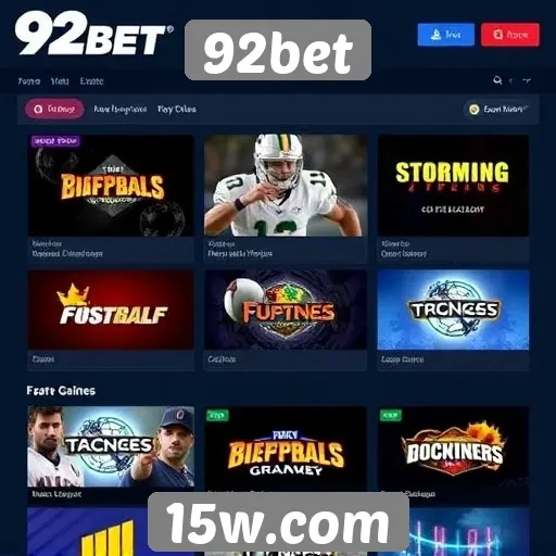 Diversidade de jogos disponíveis na 92bet